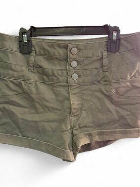refuge High-Rise Triple-Button Olive Women's Shorts